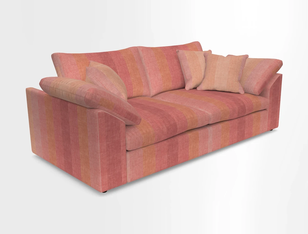 Big Softie Sloped Arm 3 Seater Sofa in Two Tone Plain Biscuit