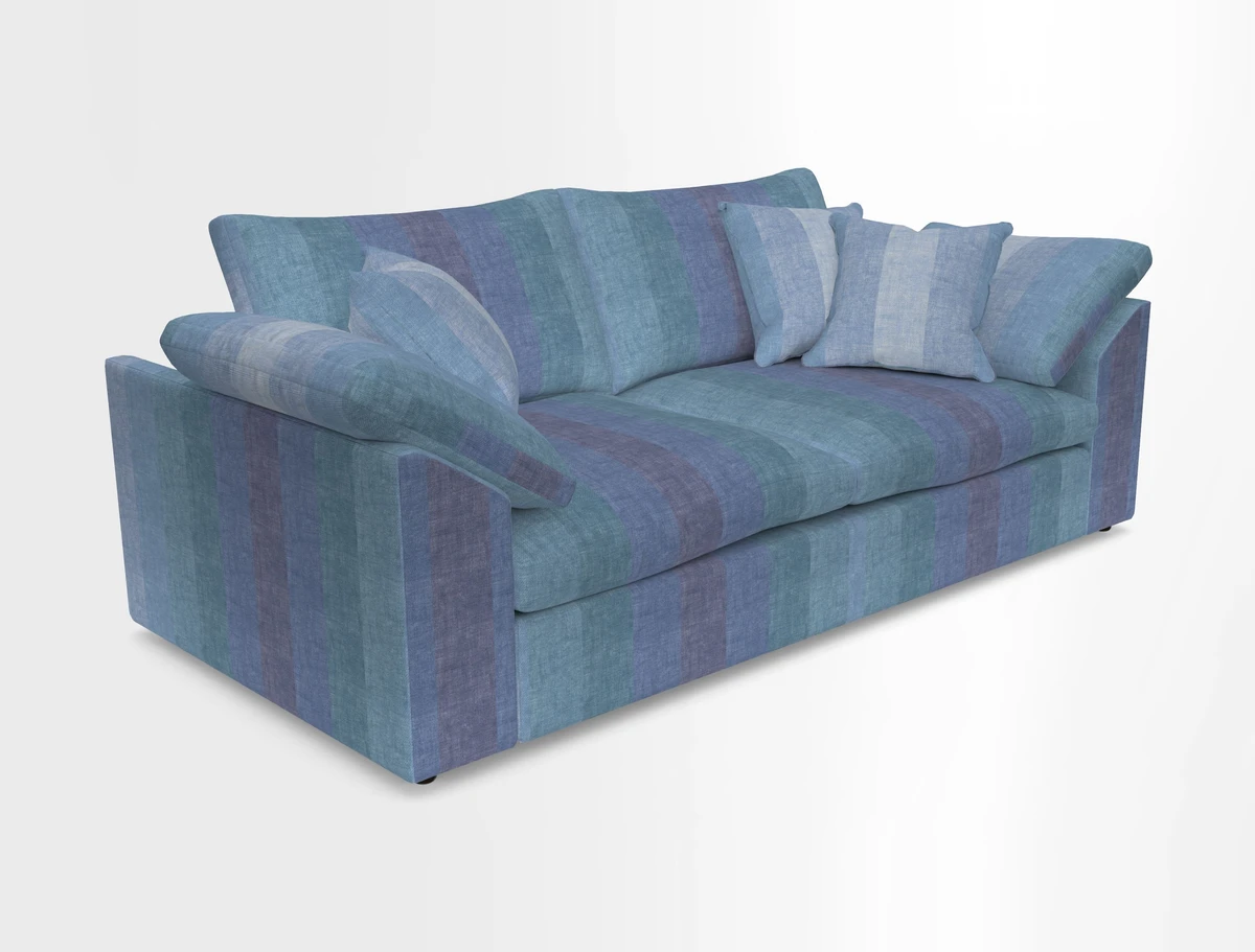 Big Softie Sloped Arm 3 Seater Sofa in Two Tone Plain Biscuit