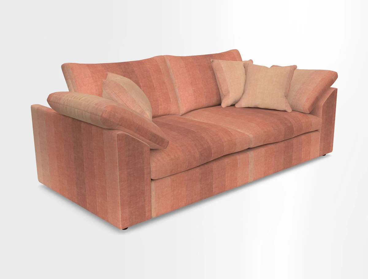 Big Softie Sloped Arm 3 Seater Sofa in Two Tone Plain Biscuit