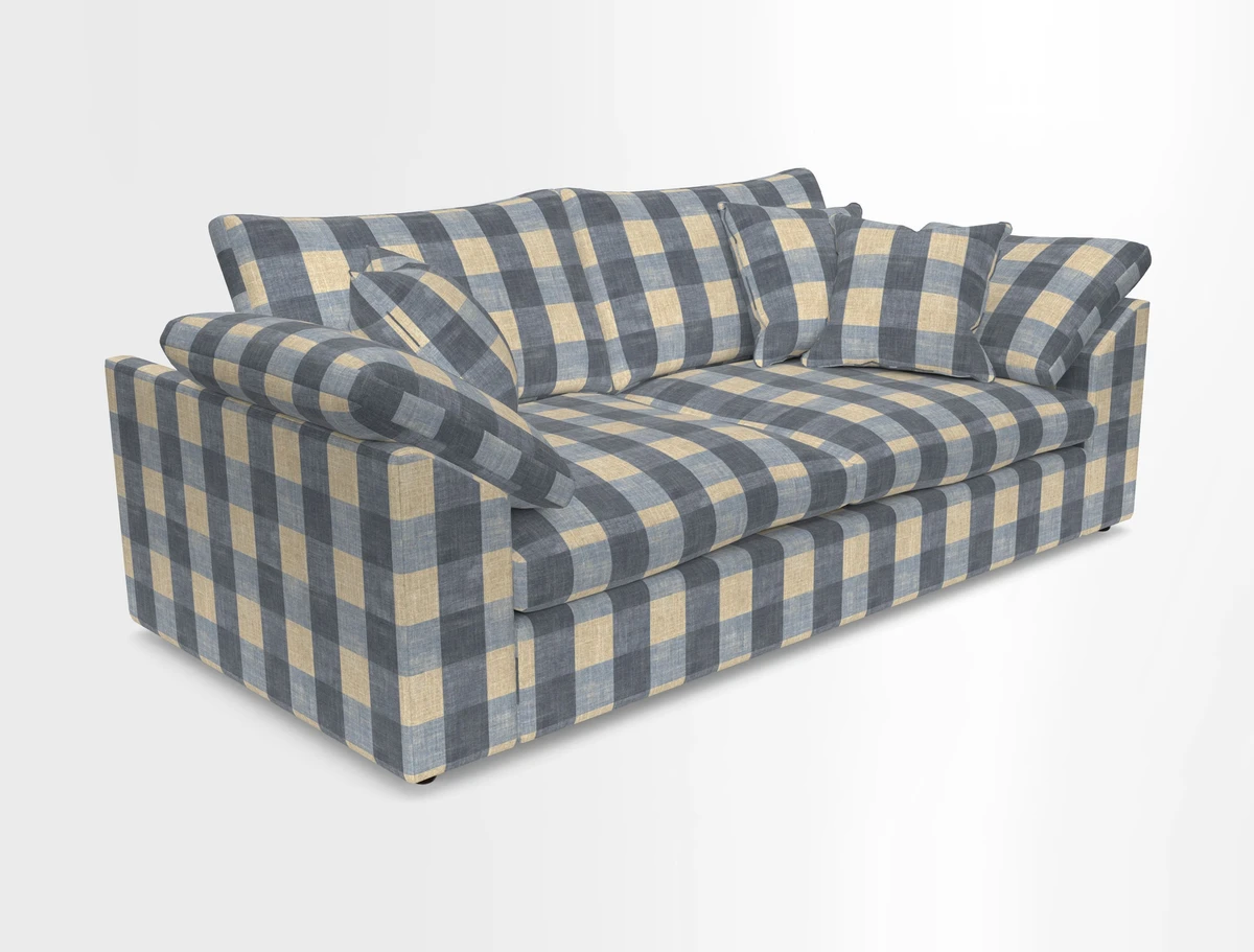 Big Softie Sloped Arm 3 Seater Sofa in Two Tone Plain Biscuit