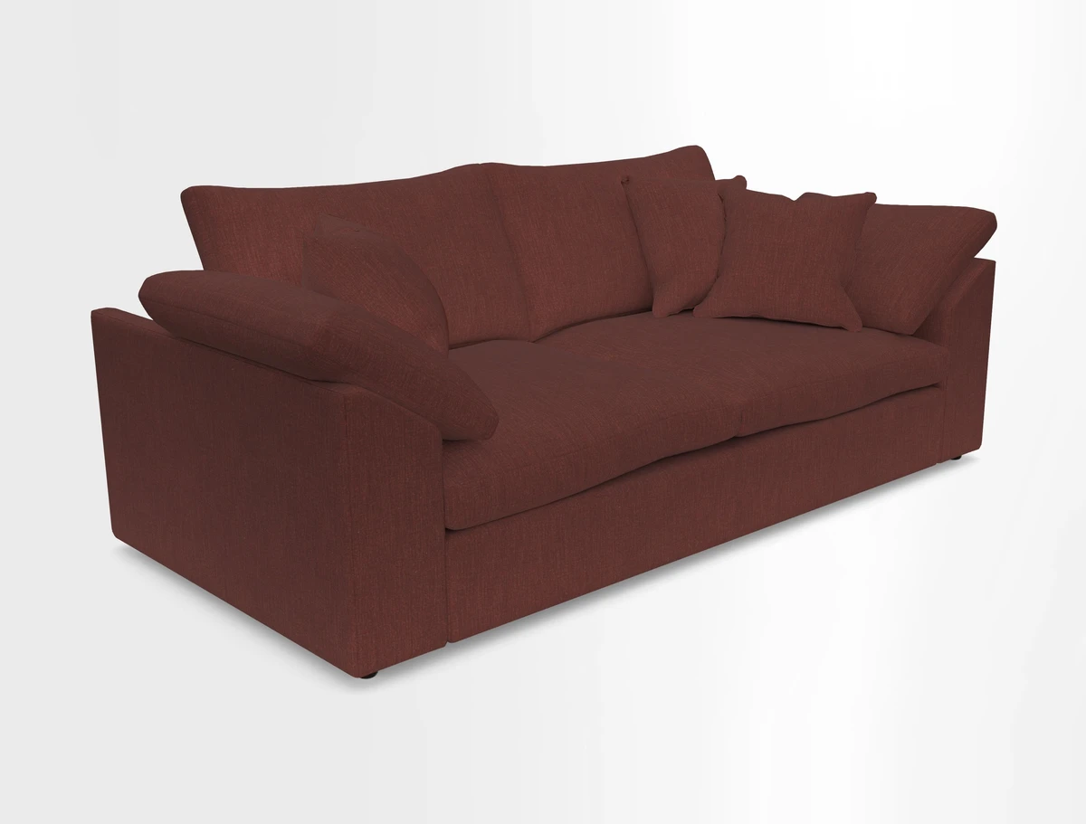 Big Softie Sloped Arm 3 Seater Sofa in Two Tone Plain Biscuit