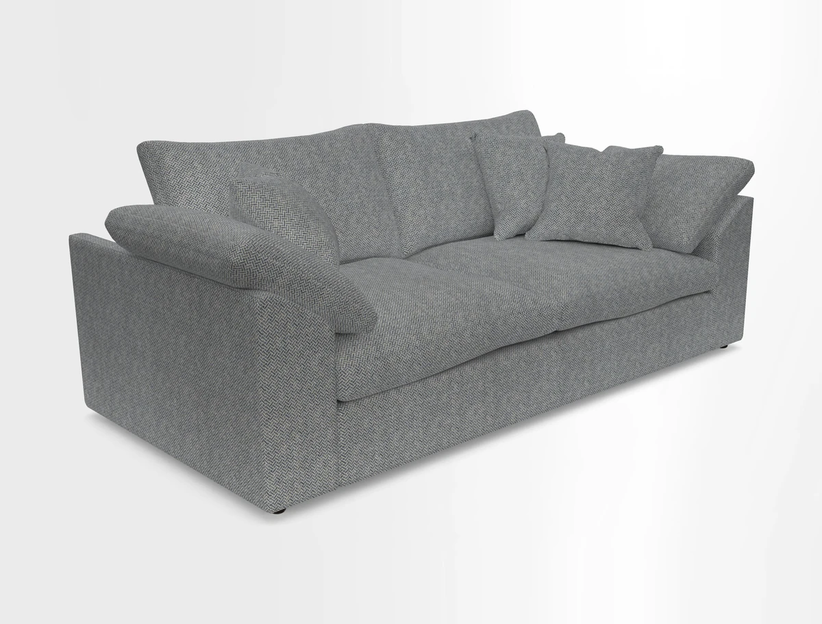 Big Softie Sloped Arm 3 Seater Sofa in Two Tone Plain Biscuit