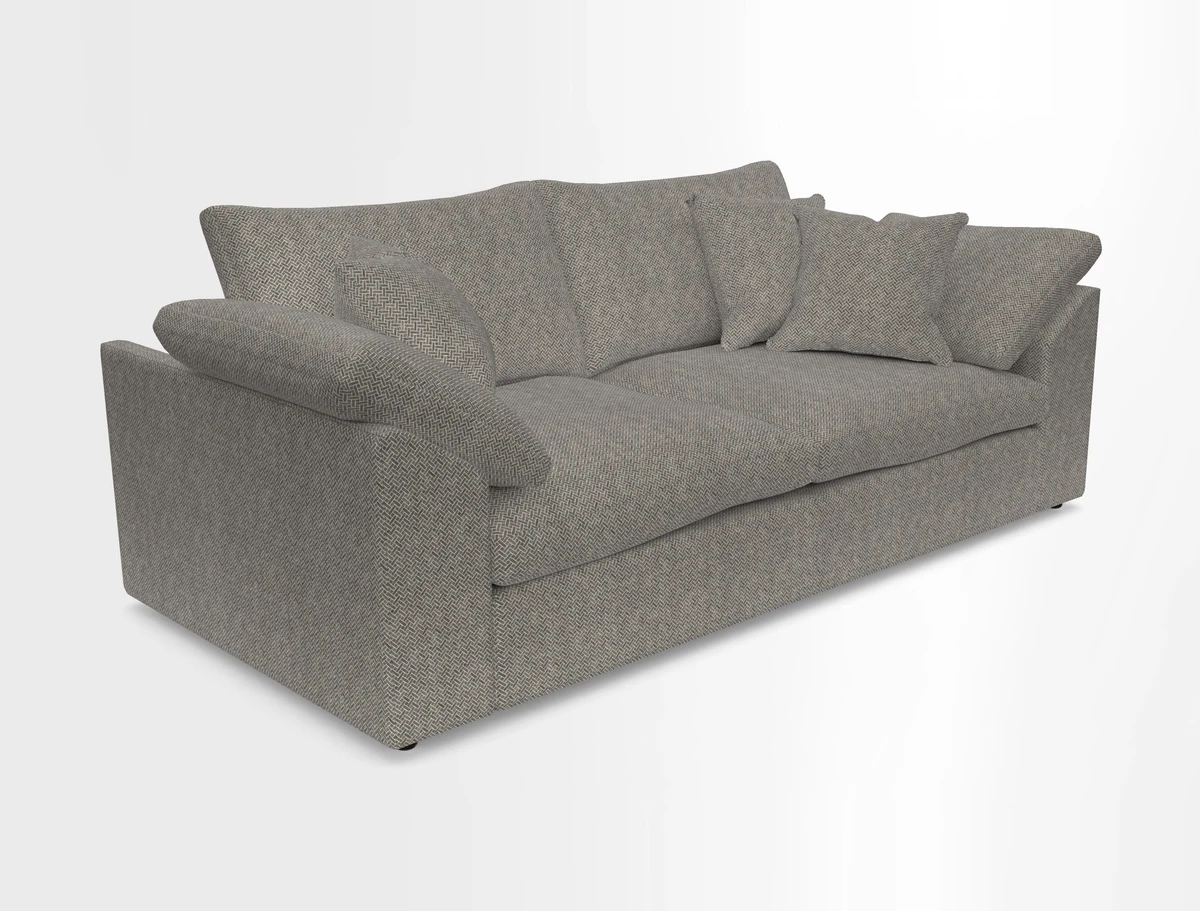 Big Softie Sloped Arm 3 Seater Sofa in Two Tone Plain Biscuit