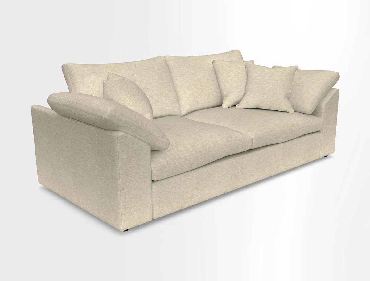 Big Softie Sloped Arm 3 Seater Sofa in Two Tone Plain Biscuit