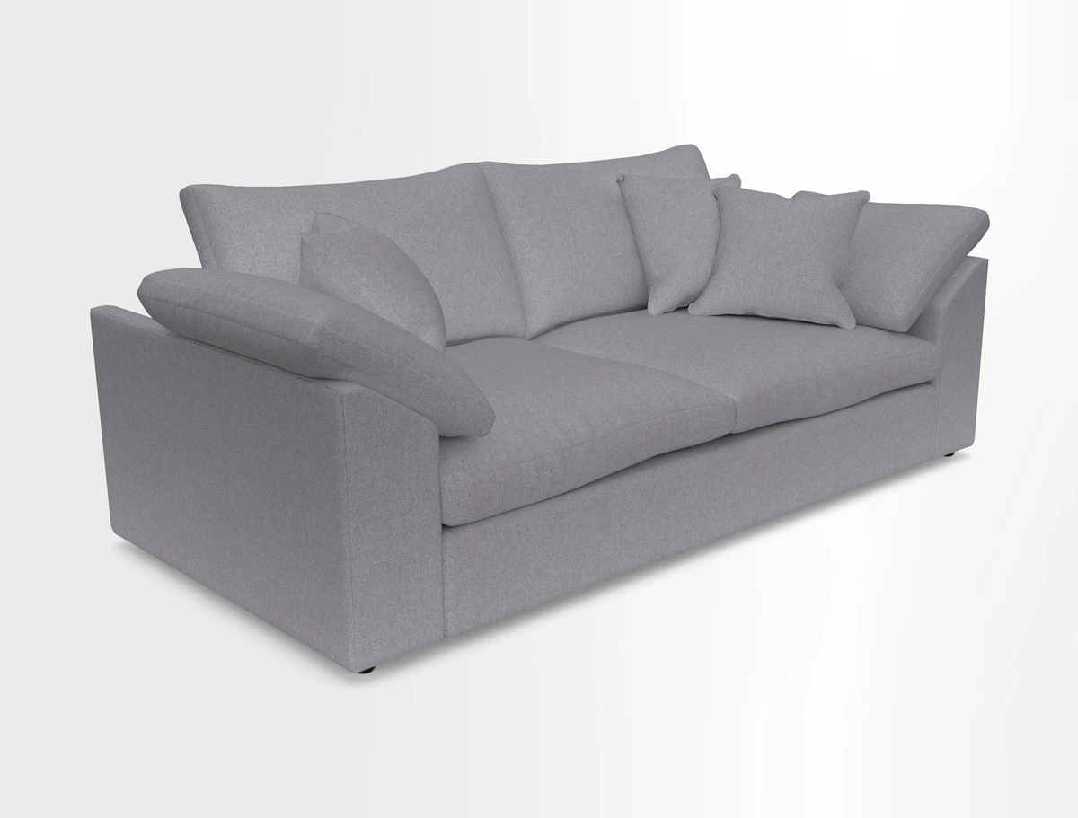 Big Softie Sloped Arm 3 Seater Sofa in Two Tone Plain Biscuit