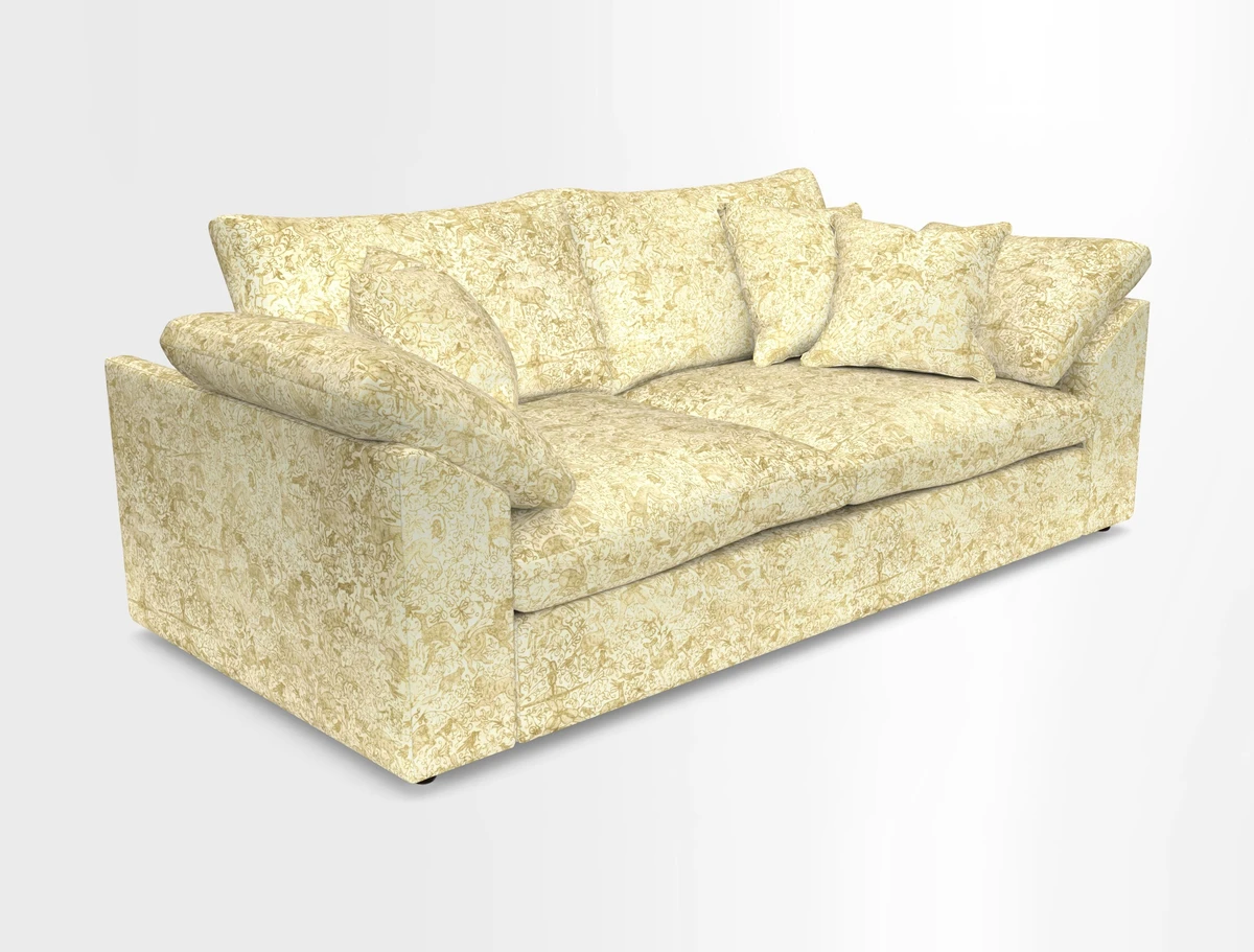 Big Softie Sloped Arm 3 Seater Sofa in Two Tone Plain Biscuit
