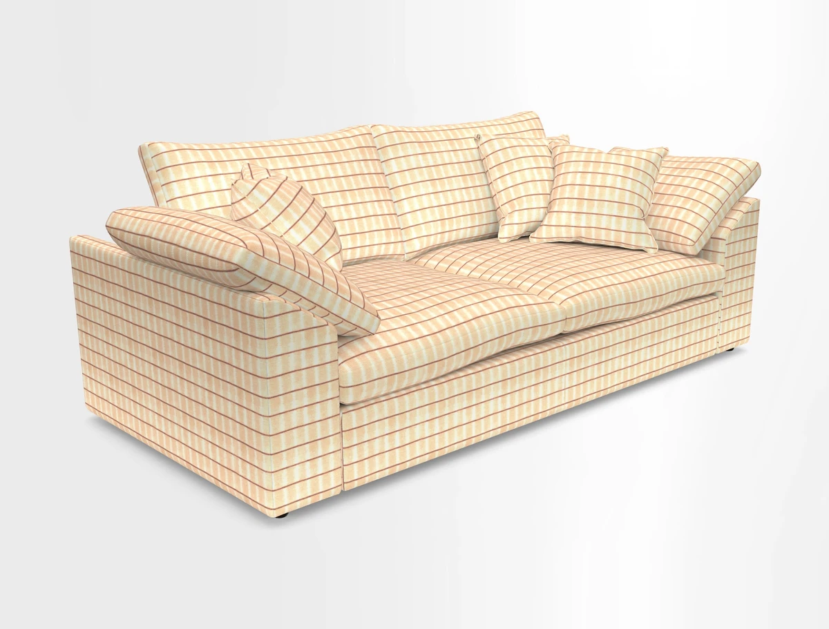Big Softie Sloped Arm 3 Seater Sofa in Two Tone Plain Biscuit