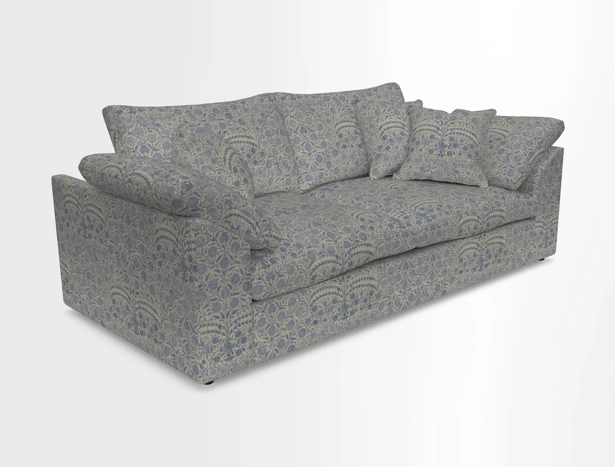 Big Softie Sloped Arm 3 Seater Sofa in Two Tone Plain Biscuit