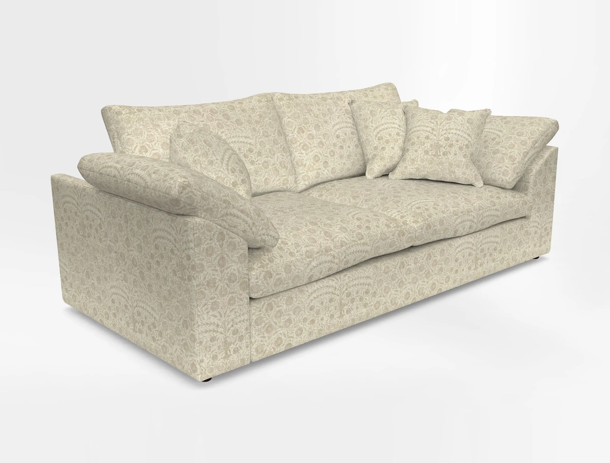 Big Softie Sloped Arm 3 Seater Sofa in Two Tone Plain Biscuit