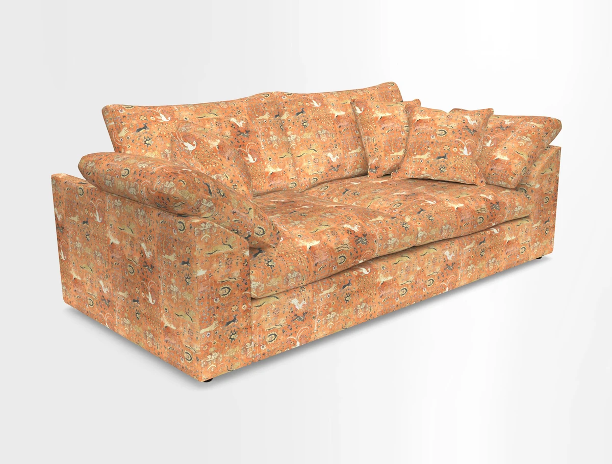 Big Softie Sloped Arm 3 Seater Sofa in Two Tone Plain Biscuit