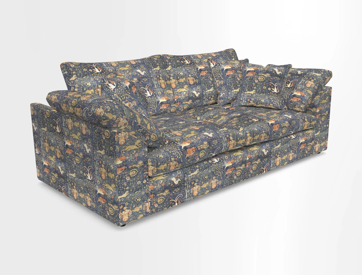 Big Softie Sloped Arm 3 Seater Sofa in Two Tone Plain Biscuit
