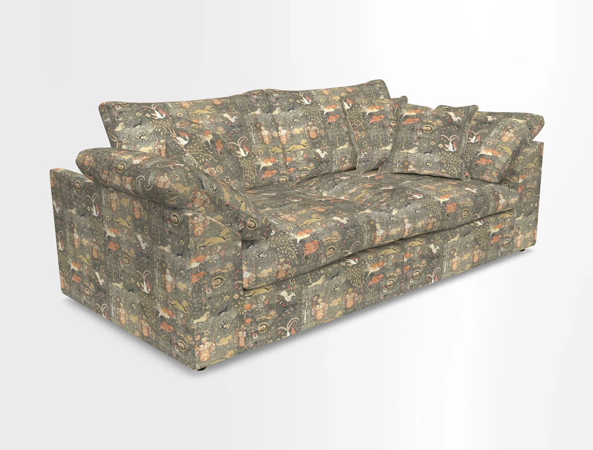 Big Softie Sloped Arm 3 Seater Sofa in Two Tone Plain Biscuit