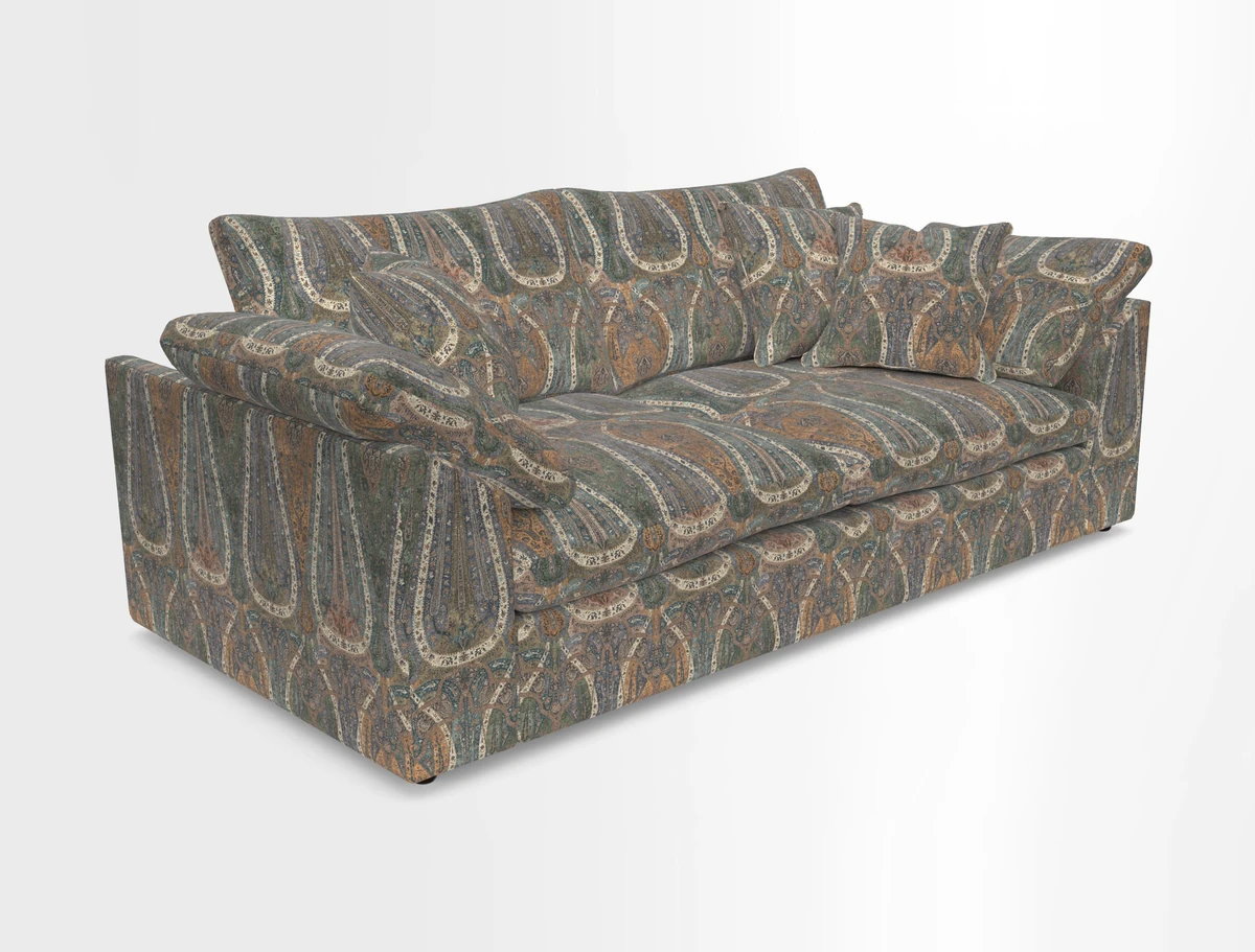 Big Softie Sloped Arm 3 Seater Sofa in Two Tone Plain Biscuit
