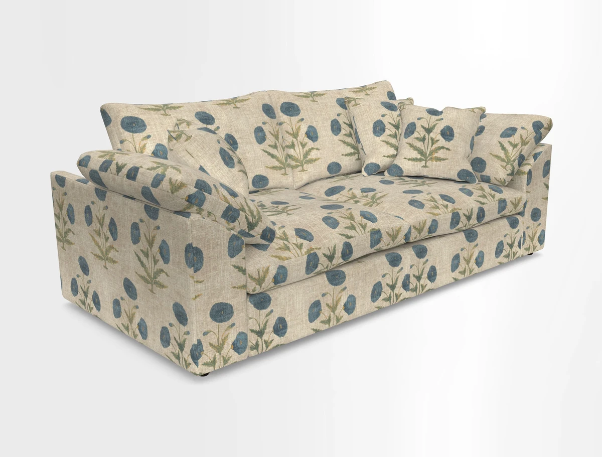 Big Softie Sloped Arm 3 Seater Sofa in Two Tone Plain Biscuit