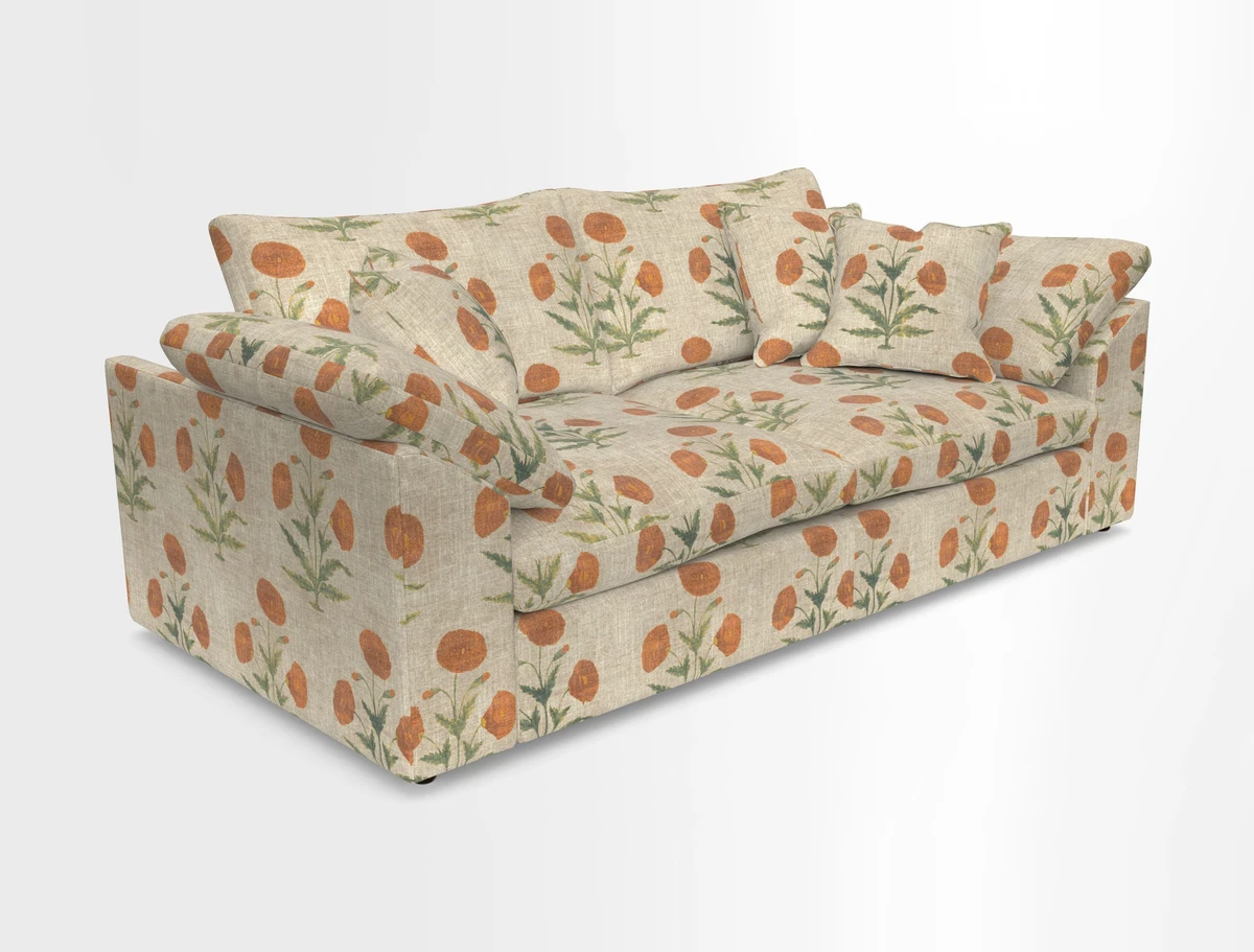 Big Softie Sloped Arm 3 Seater Sofa in Two Tone Plain Biscuit