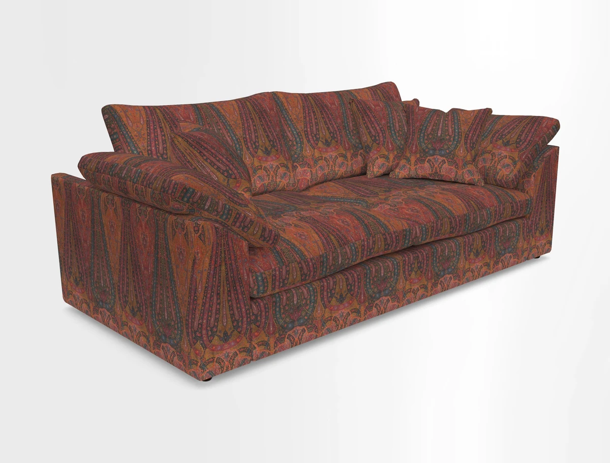 Big Softie Sloped Arm 3 Seater Sofa in Two Tone Plain Biscuit