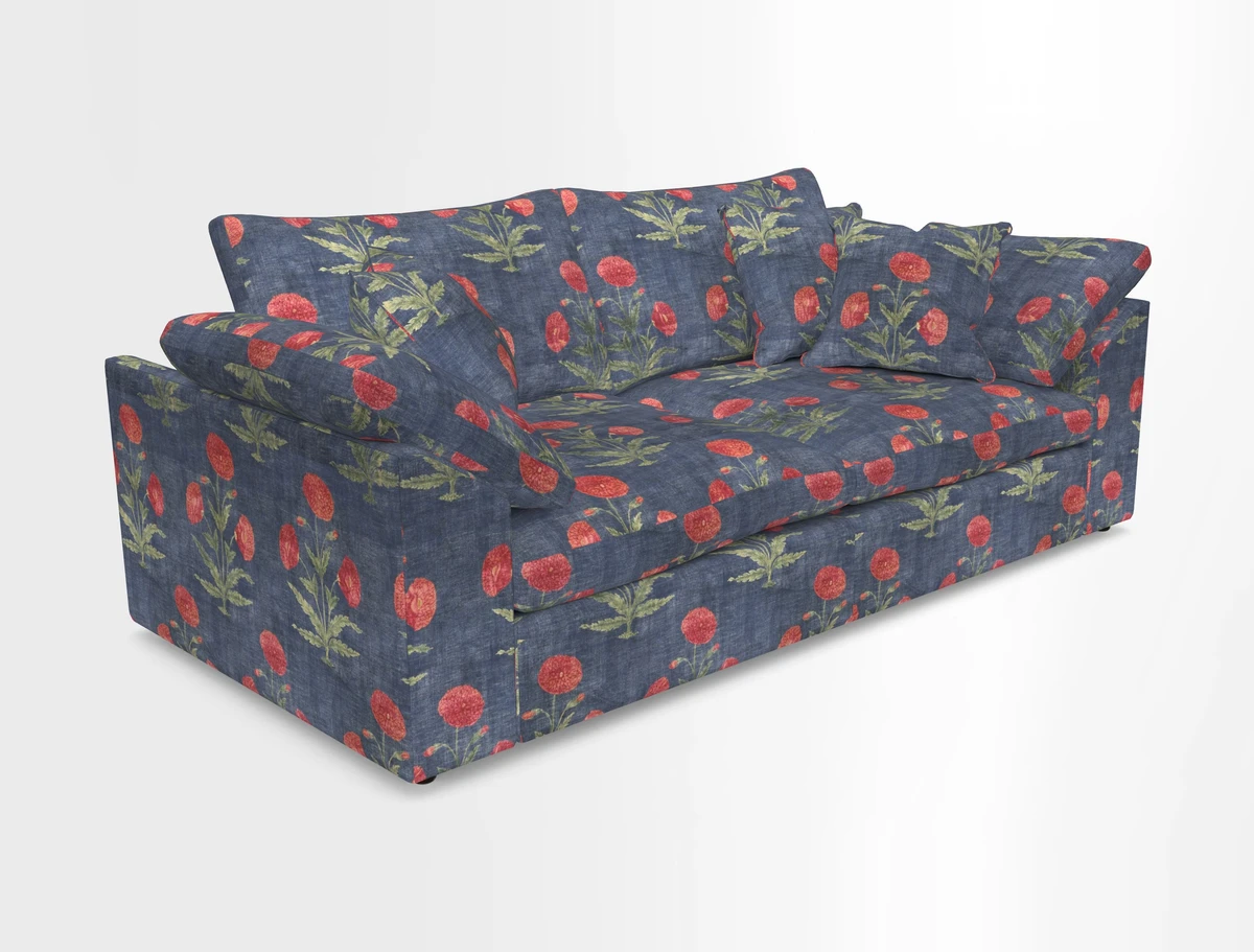 Big Softie Sloped Arm 3 Seater Sofa in Two Tone Plain Biscuit