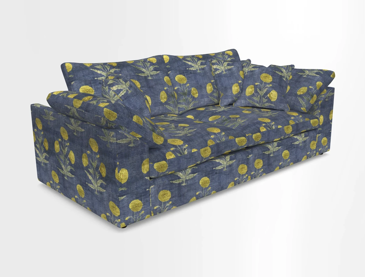 Big Softie Sloped Arm 3 Seater Sofa in Two Tone Plain Biscuit