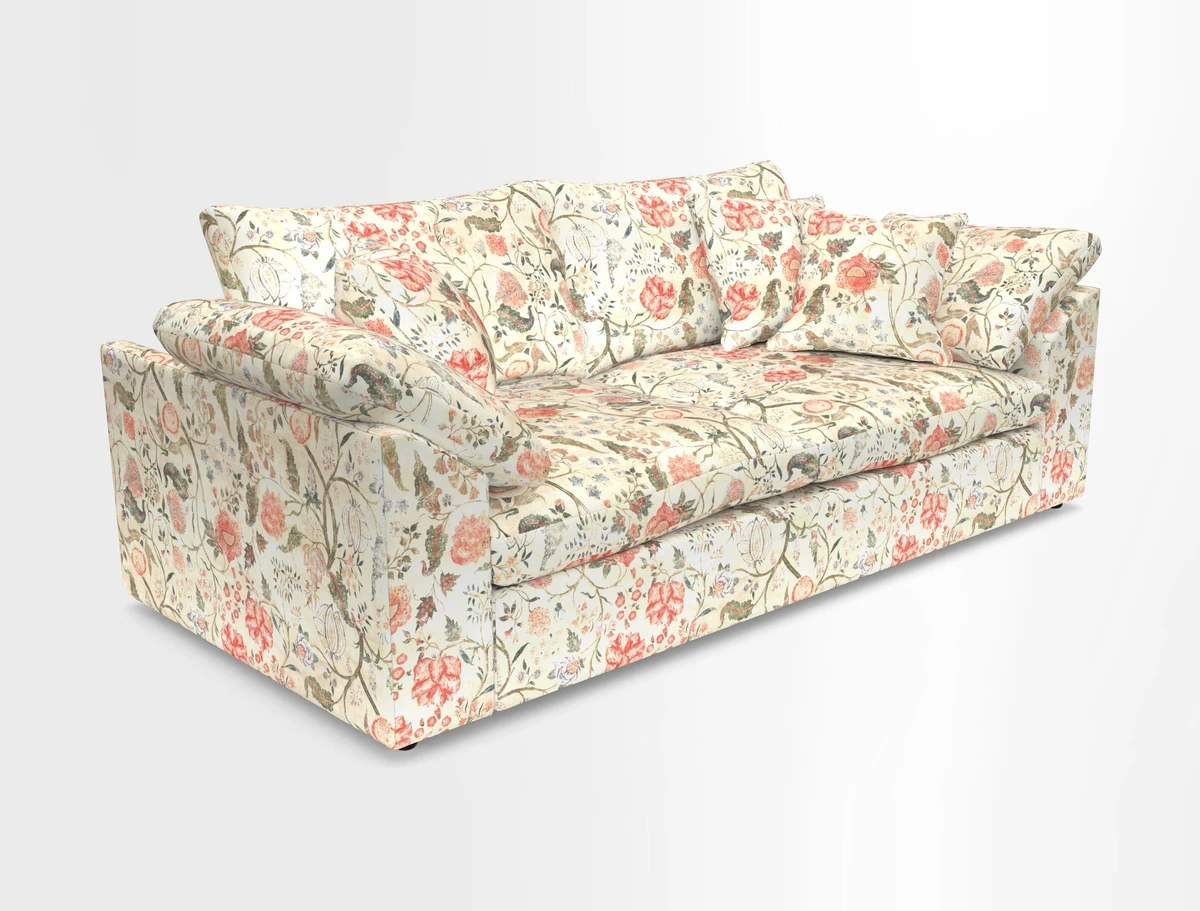 Big Softie Sloped Arm 3 Seater Sofa in Two Tone Plain Biscuit