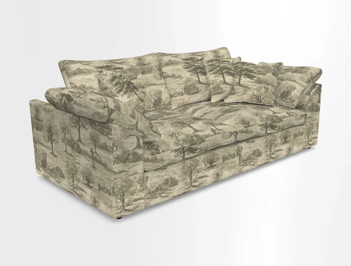 Big Softie Sloped Arm 3 Seater Sofa in Two Tone Plain Biscuit