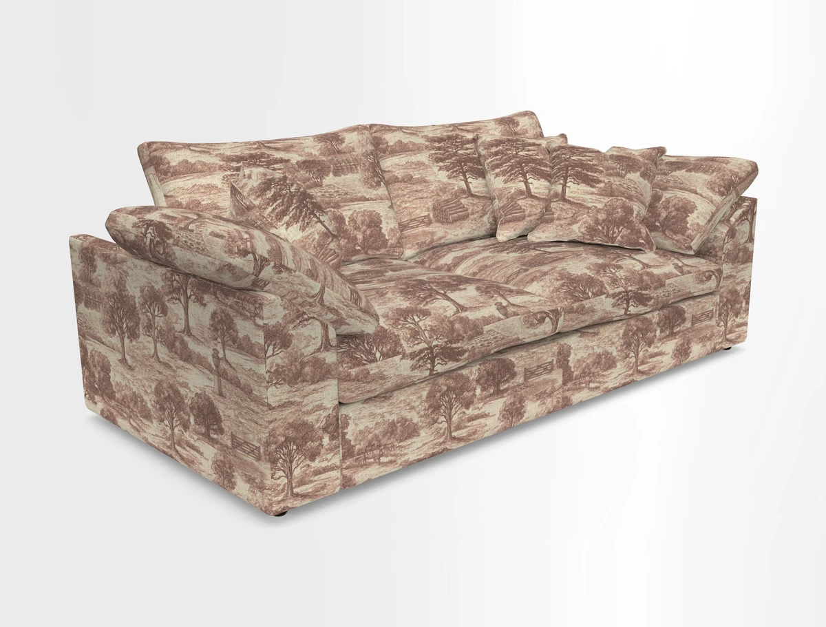Big Softie Sloped Arm 3 Seater Sofa in Two Tone Plain Biscuit