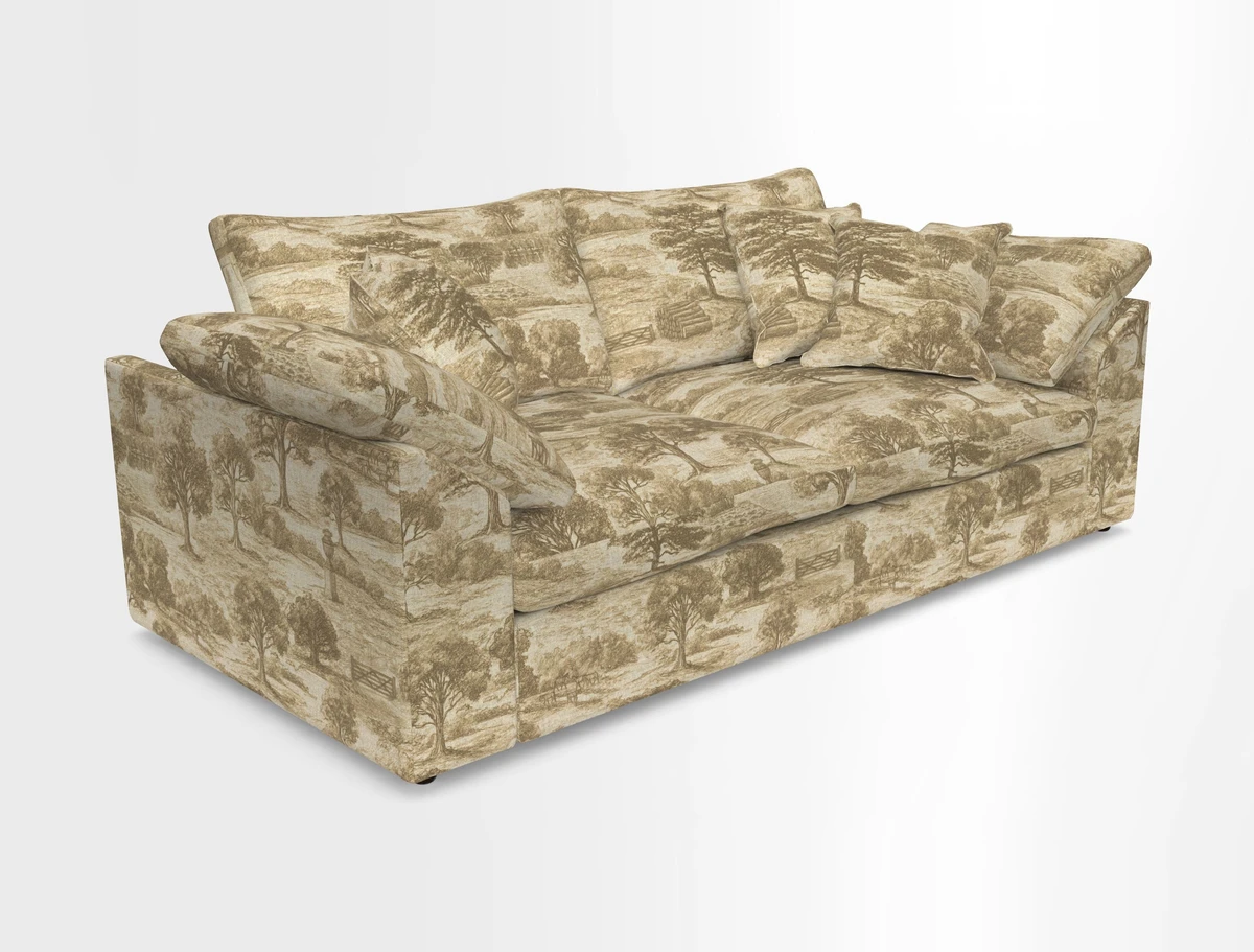 Big Softie Sloped Arm 3 Seater Sofa in Two Tone Plain Biscuit