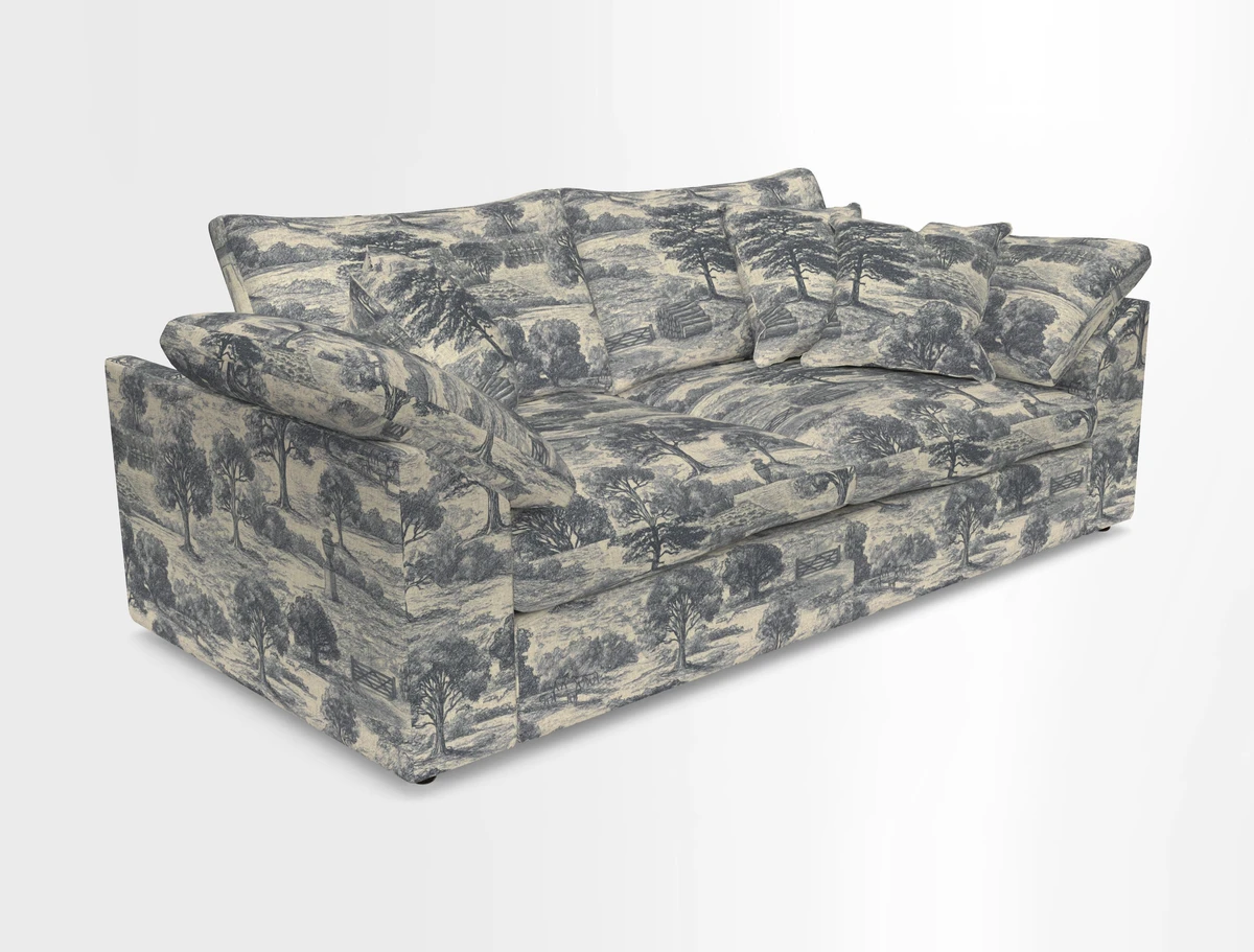 Big Softie Sloped Arm 3 Seater Sofa in Two Tone Plain Biscuit