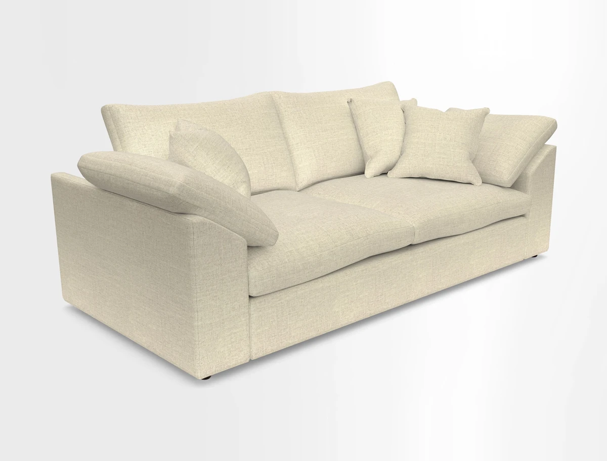 Big Softie Sloped Arm 3 Seater Sofa in Two Tone Plain Biscuit