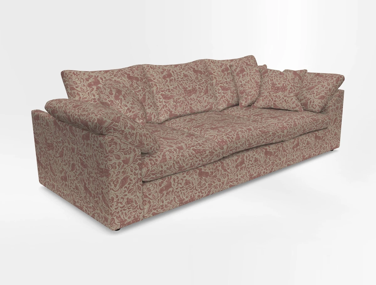 Big Softie Sloped Arm 4 Seater Sofa in Two Tone Plain Biscuit