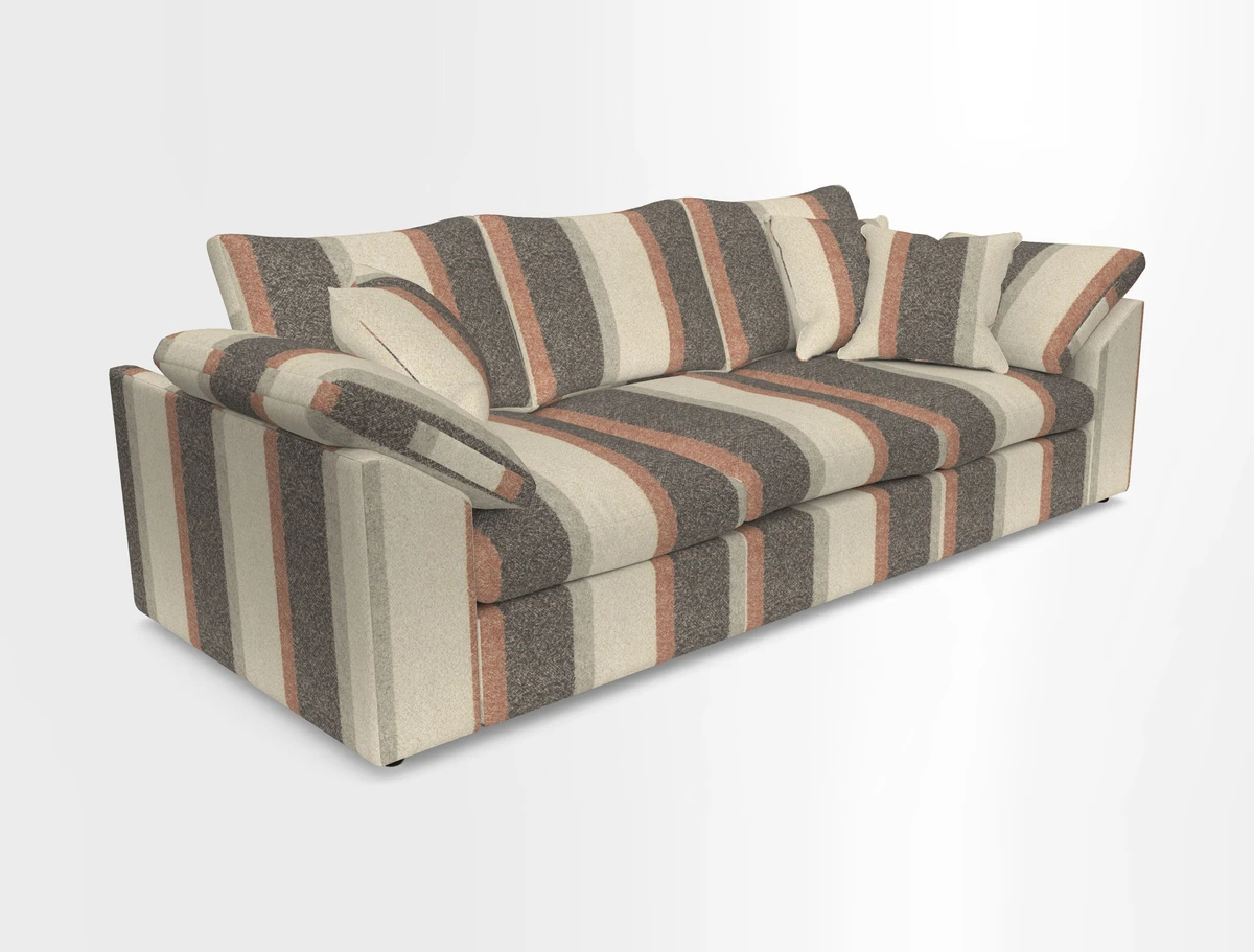 Big Softie Sloped Arm 4 Seater Sofa in Two Tone Plain Biscuit