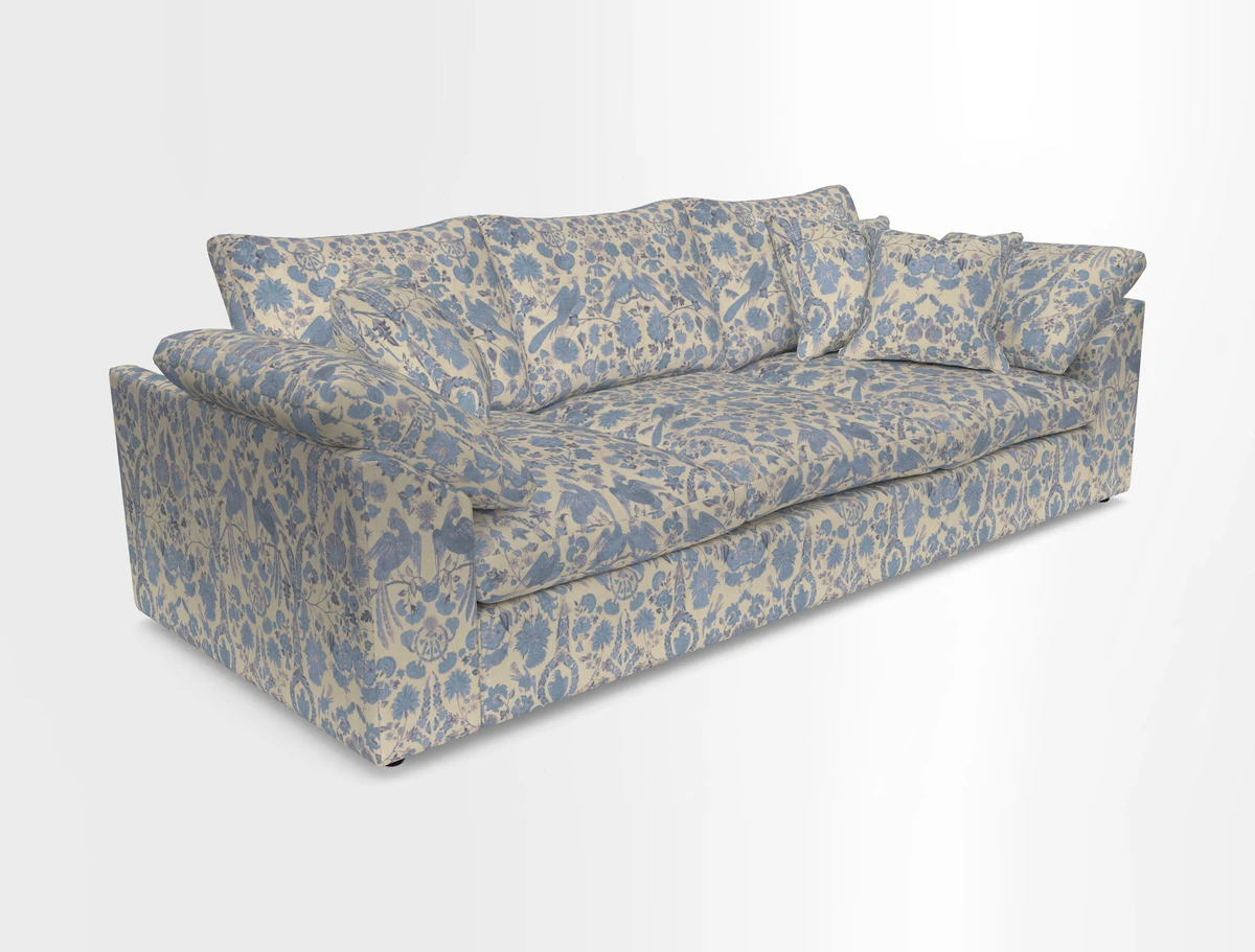 Big Softie Sloped Arm 4 Seater Sofa in Two Tone Plain Biscuit