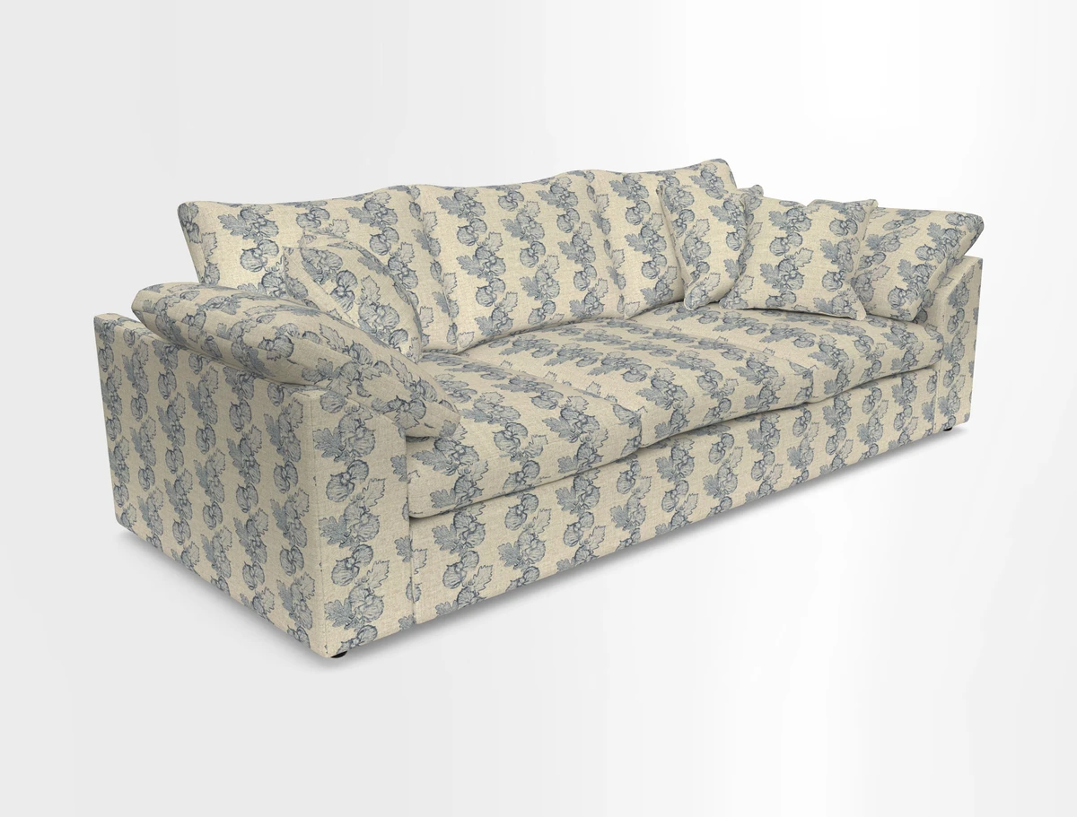 Big Softie Sloped Arm 4 Seater Sofa in Two Tone Plain Biscuit