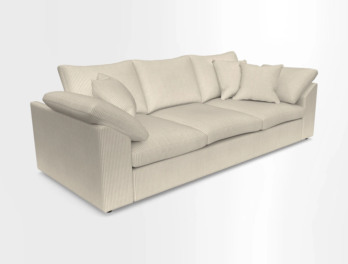 Big Softie Sloped Arm 4 Seater Sofa in Two Tone Plain Biscuit