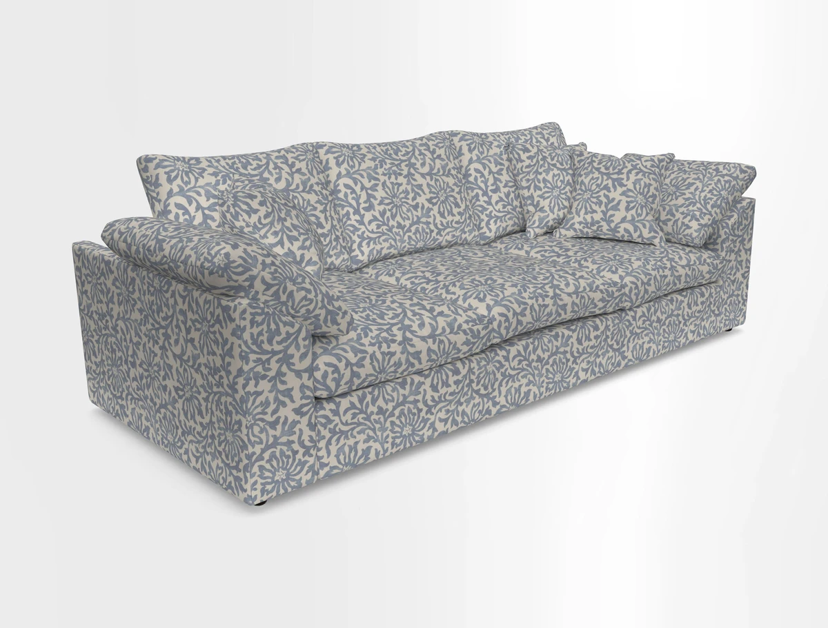 Big Softie Sloped Arm 4 Seater Sofa in Two Tone Plain Biscuit