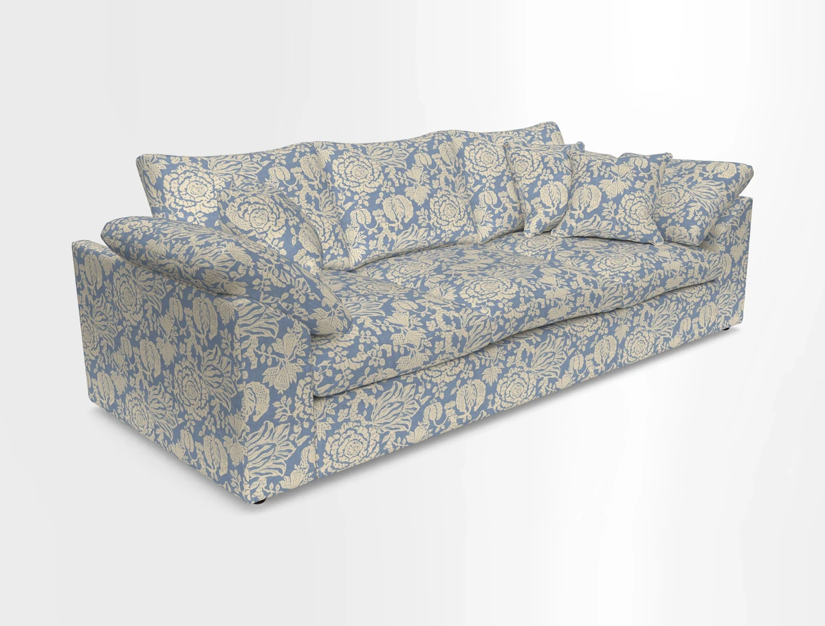 Big Softie Sloped Arm 4 Seater Sofa in Two Tone Plain Biscuit