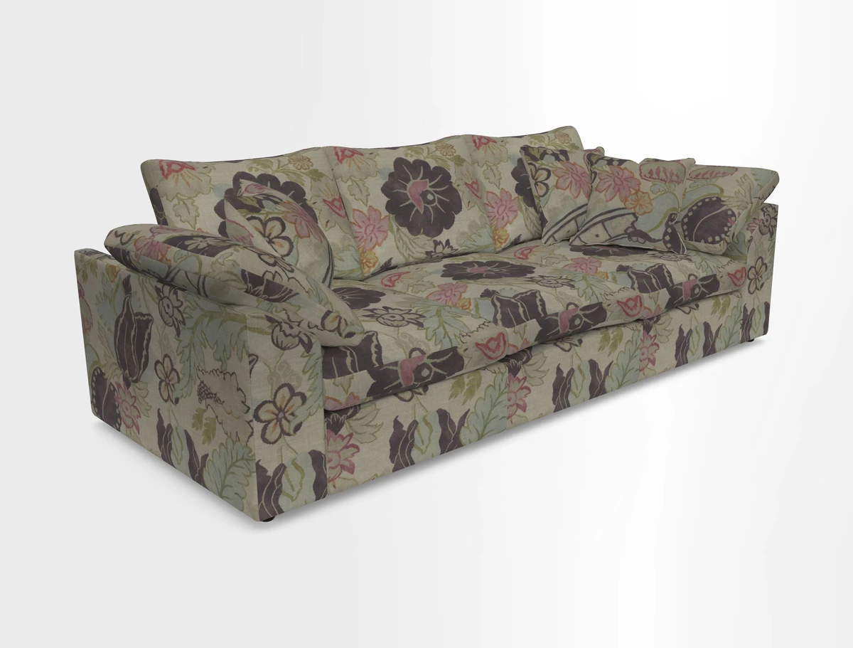 Big Softie Sloped Arm 4 Seater Sofa in Two Tone Plain Biscuit