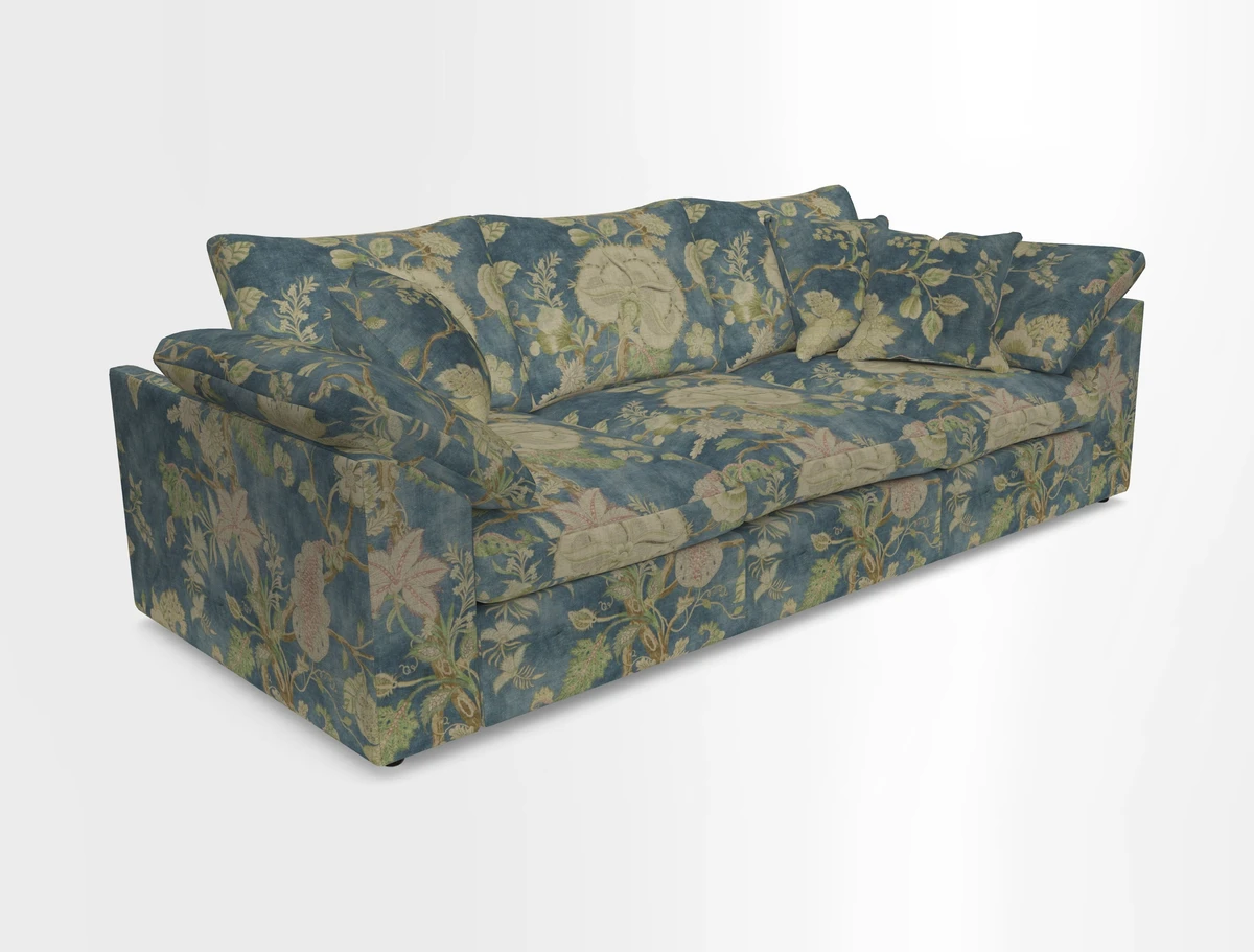 Big Softie Sloped Arm 4 Seater Sofa in Two Tone Plain Biscuit
