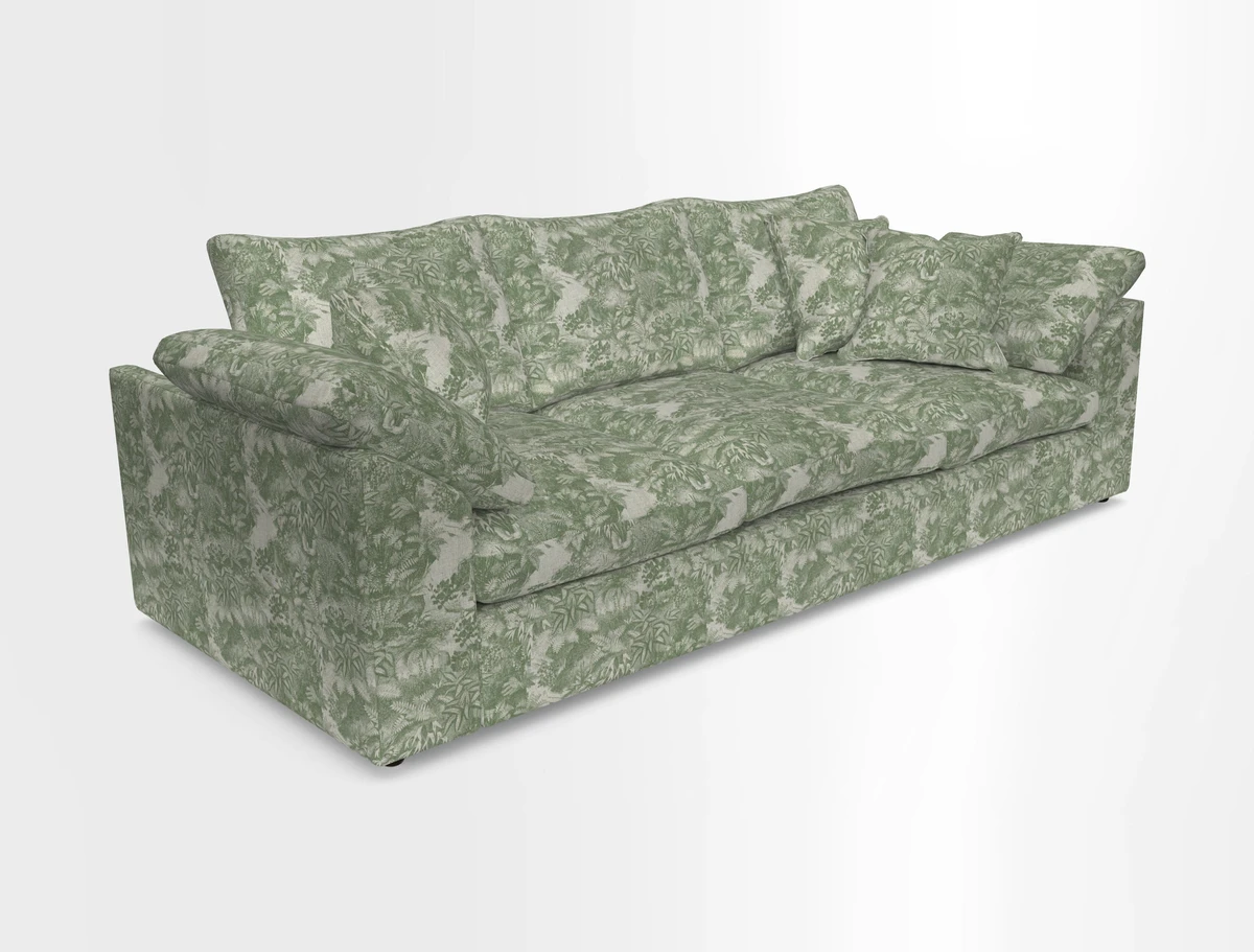Big Softie Sloped Arm 4 Seater Sofa in Two Tone Plain Biscuit