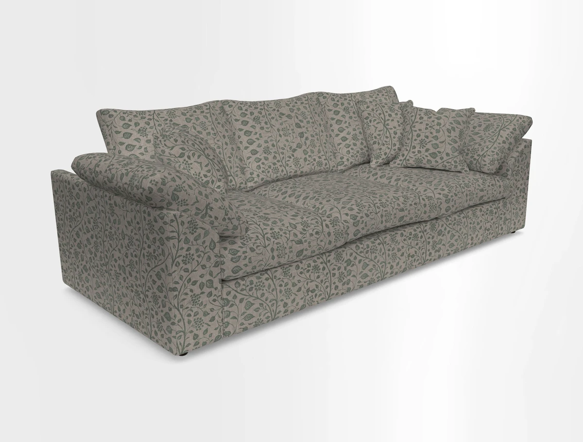 Big Softie Sloped Arm 4 Seater Sofa in Two Tone Plain Biscuit