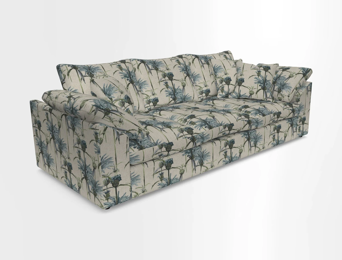 Big Softie Sloped Arm 4 Seater Sofa in Two Tone Plain Biscuit
