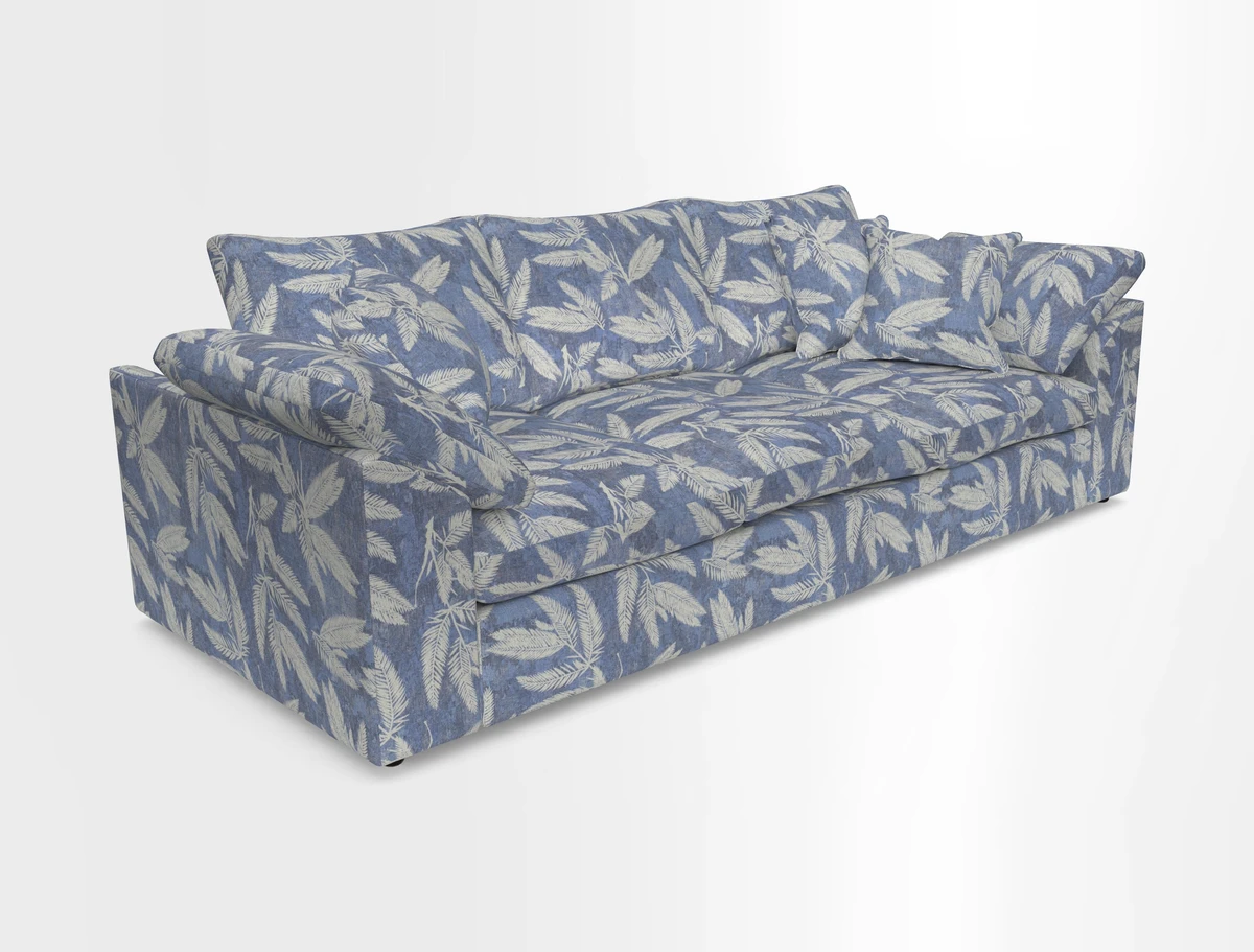 Big Softie Sloped Arm 4 Seater Sofa in Two Tone Plain Biscuit