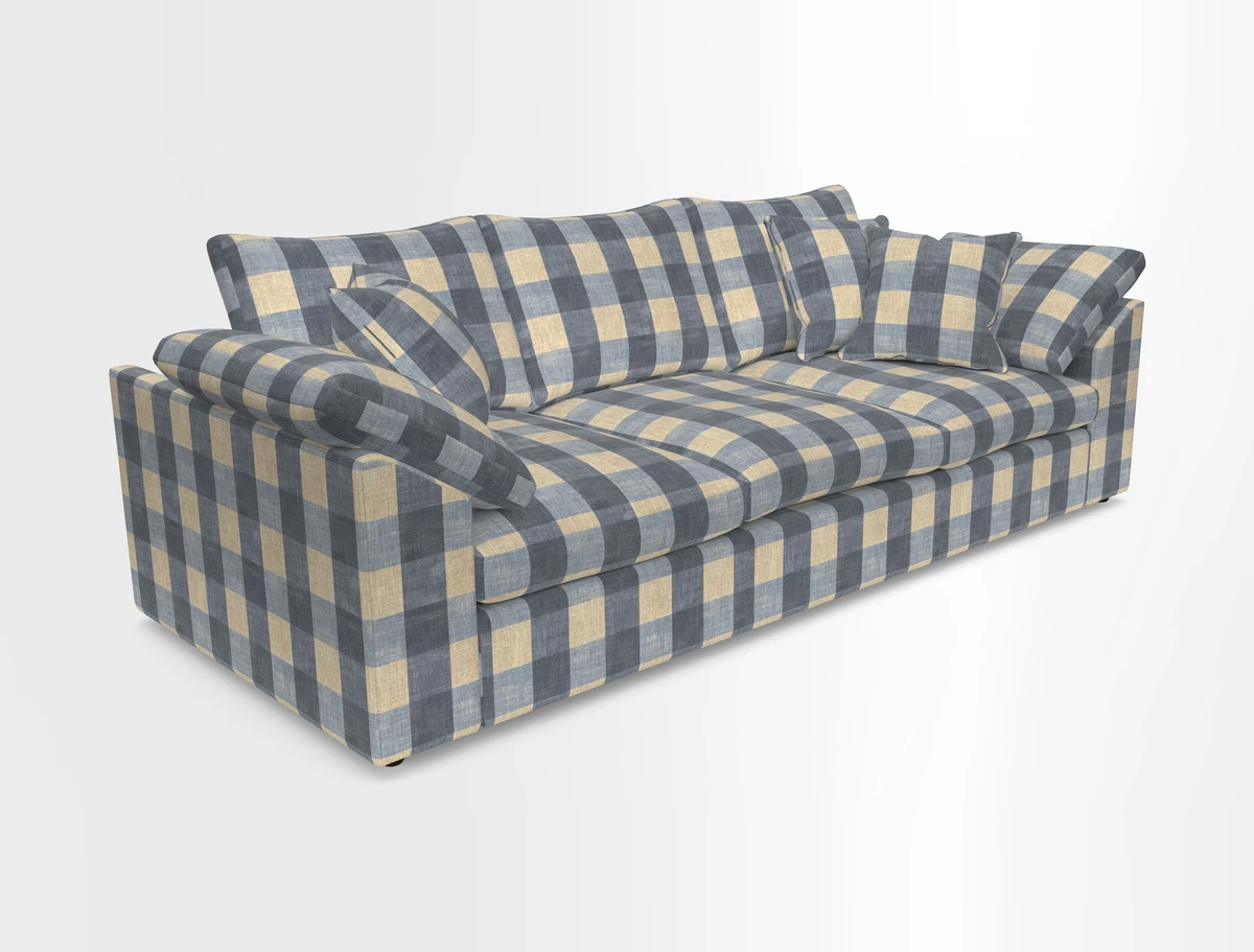 Big Softie Sloped Arm 4 Seater Sofa in Two Tone Plain Biscuit