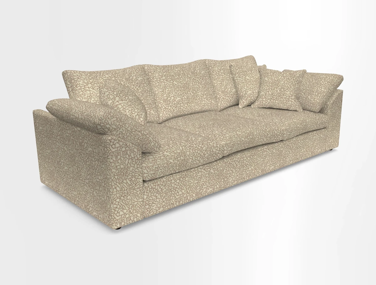 Big Softie Sloped Arm 4 Seater Sofa in Two Tone Plain Biscuit