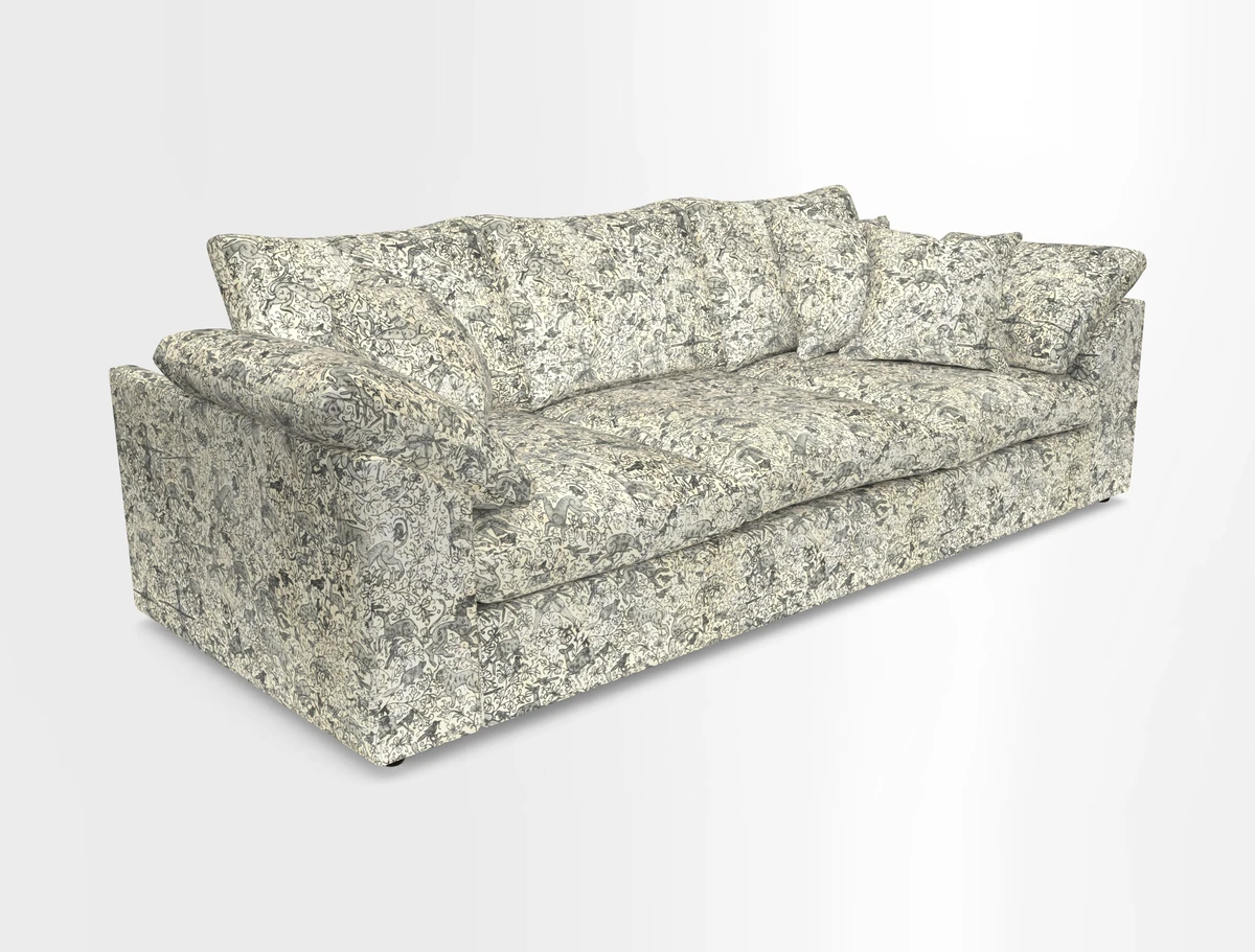 Big Softie Sloped Arm 4 Seater Sofa in Two Tone Plain Biscuit