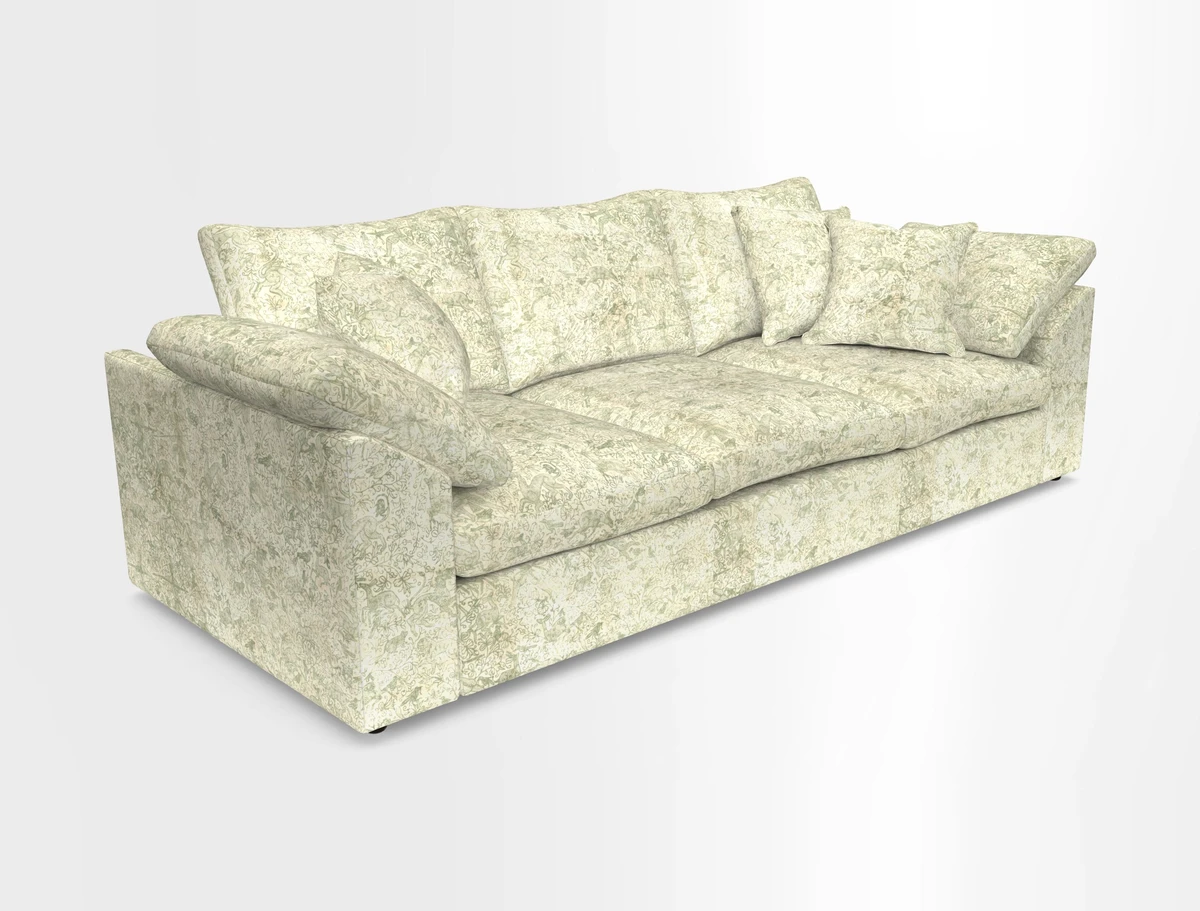 Big Softie Sloped Arm 4 Seater Sofa in Two Tone Plain Biscuit
