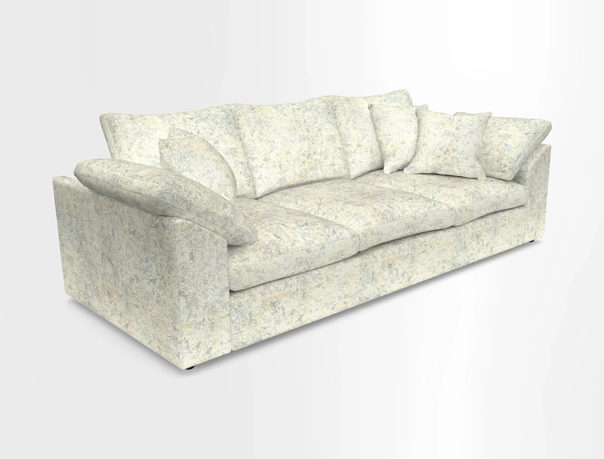 Big Softie Sloped Arm 4 Seater Sofa in Two Tone Plain Biscuit