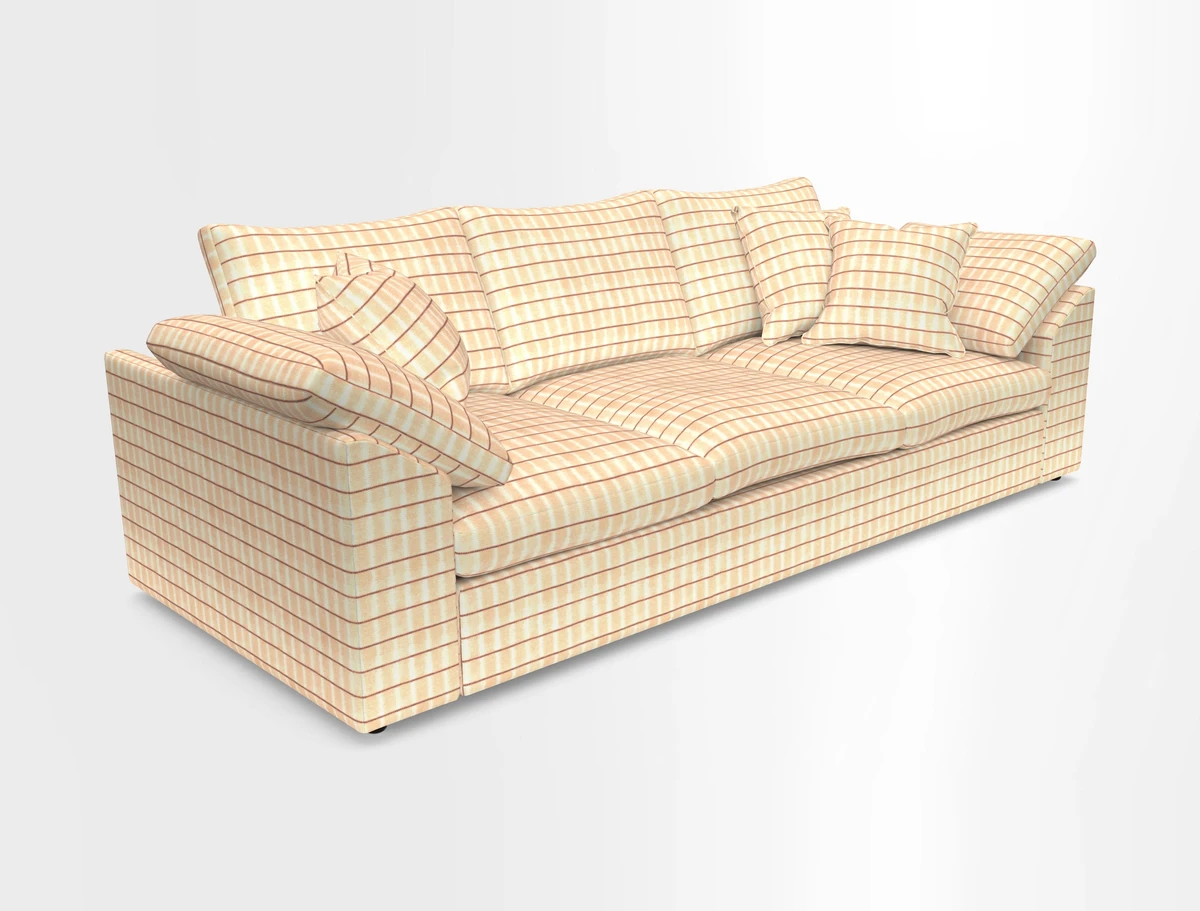 Big Softie Sloped Arm 4 Seater Sofa in Two Tone Plain Biscuit