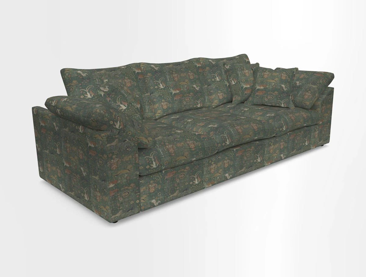 Big Softie Sloped Arm 4 Seater Sofa in Two Tone Plain Biscuit