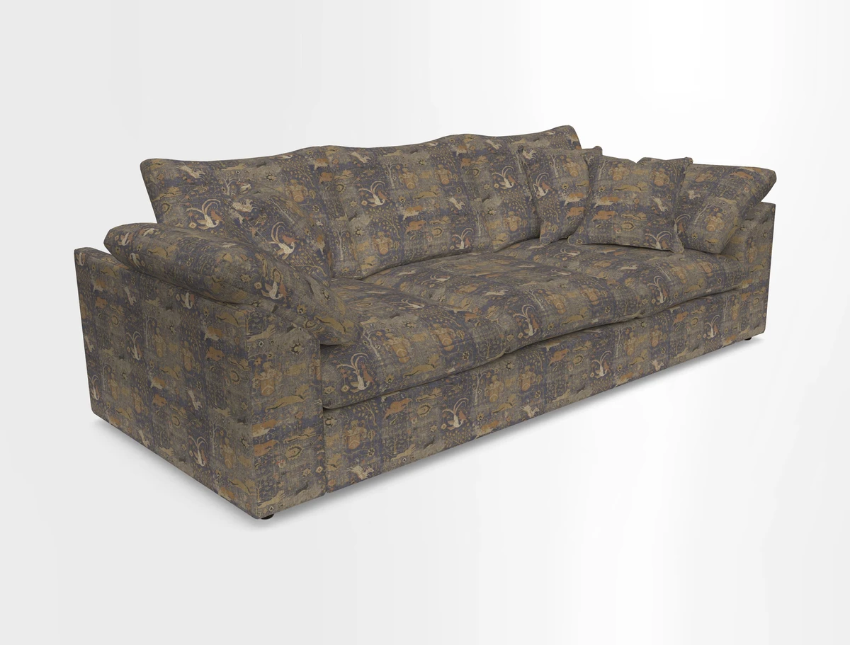 Big Softie Sloped Arm 4 Seater Sofa in Two Tone Plain Biscuit