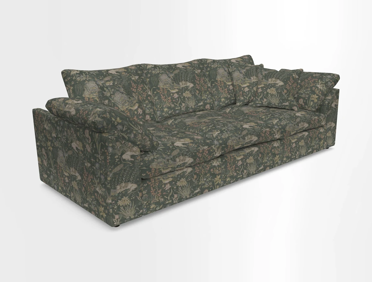 Big Softie Sloped Arm 4 Seater Sofa in Two Tone Plain Biscuit